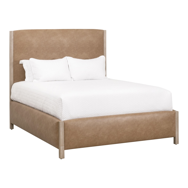 Maklaine Contemporary Transitional Polyester Queen Bed in Tan