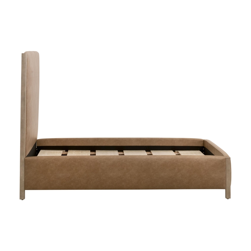 Maklaine Contemporary Transitional Polyester Queen Bed in Tan