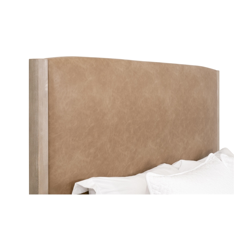 Maklaine Contemporary Transitional Polyester Queen Bed in Tan