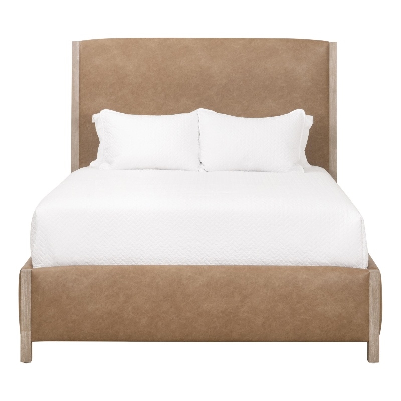 Maklaine Contemporary Transitional Polyester Queen Bed in Tan