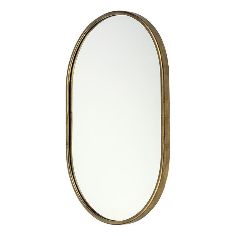 Maklaine Contemporary Gold Metal Oval Frame Decorative Wall Mirror 24.3