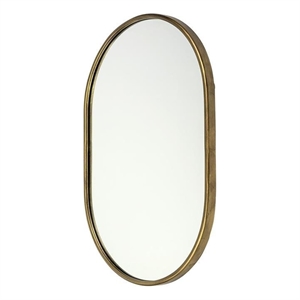 Maklaine Contemporary Gold Metal Oval Frame Decorative Wall Mirror 24.3&quotx 36.0&quot