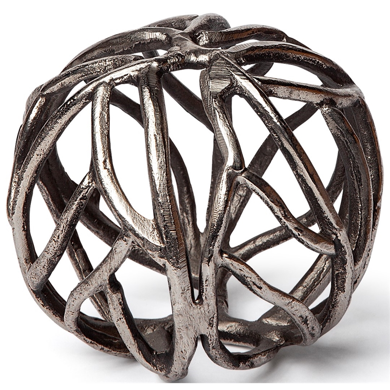 Maklaine Contemporary Transitional Sphaira Silver Metal (Large)