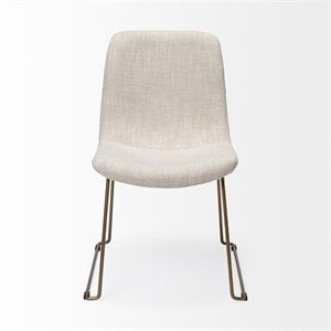 Maklaine Coastal Cream Fabric Seat Gold Metal Frame Dining Chair