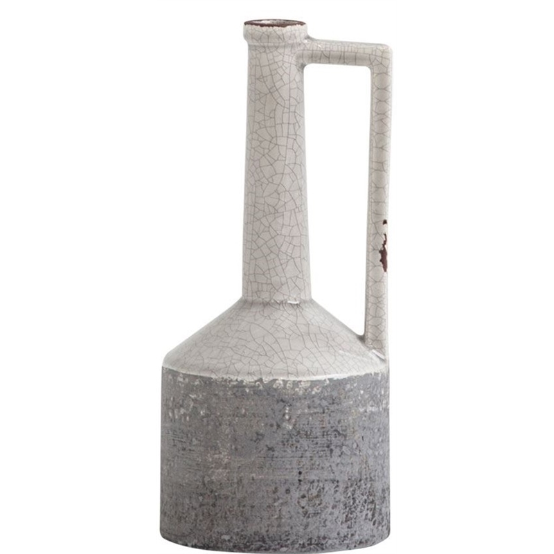 Maklaine Contemporary Medium Two-Toned Gray and White Ceramic Jug