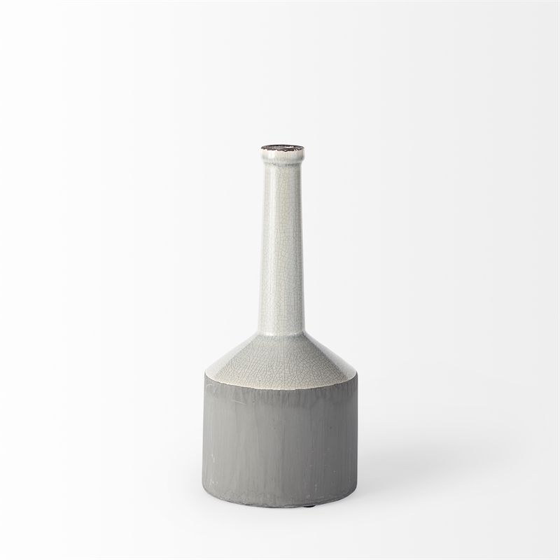 Maklaine Contemporary Medium Two-Toned Gray and White Ceramic Jug