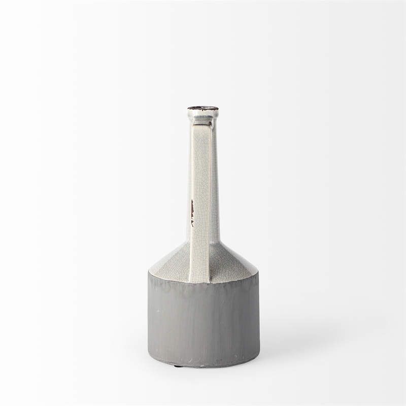 Maklaine Contemporary Medium Two-Toned Gray and White Ceramic Jug
