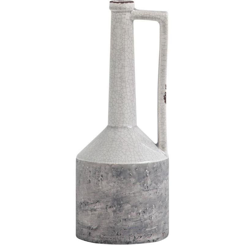 Maklaine Mid-Century Large Two-Toned White Finish Ceramic Jug