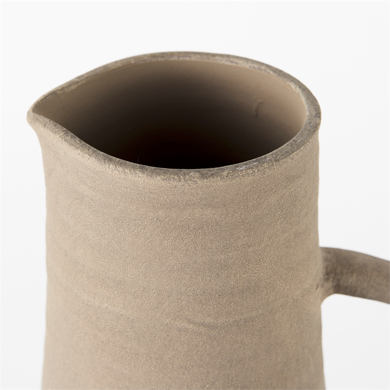 Maklaine Mid-Century Medium Two-Toned Black/Natural Ceramic Jug