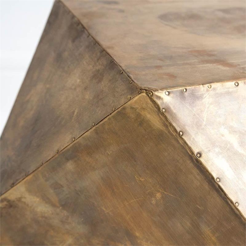 Maklaine Metal Antiqued-Gold End Table Hexagonal 26