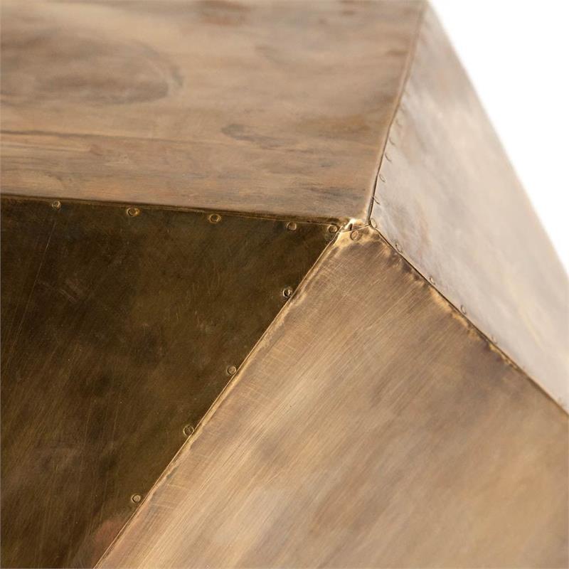Maklaine Metal Antiqued-Gold End Table Hexagonal 26