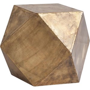 Maklaine Metal Antiqued-Gold End Table Hexagonal 26&quotx18.5&quot