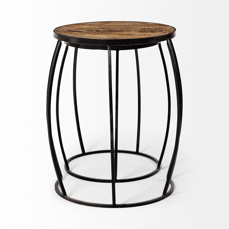 Maklaine 20 x 26 Set of Two Round Top Brown Wooden Nesting Accent Tables