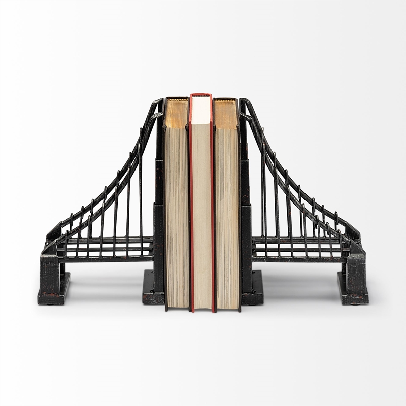 Maklaine Wrought Iron Suspension Bridge Brown Metal Weighted Bookend