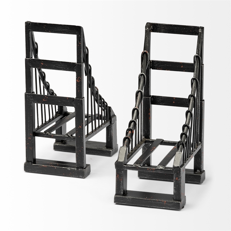Maklaine Wrought Iron Suspension Bridge Brown Metal Weighted Bookend