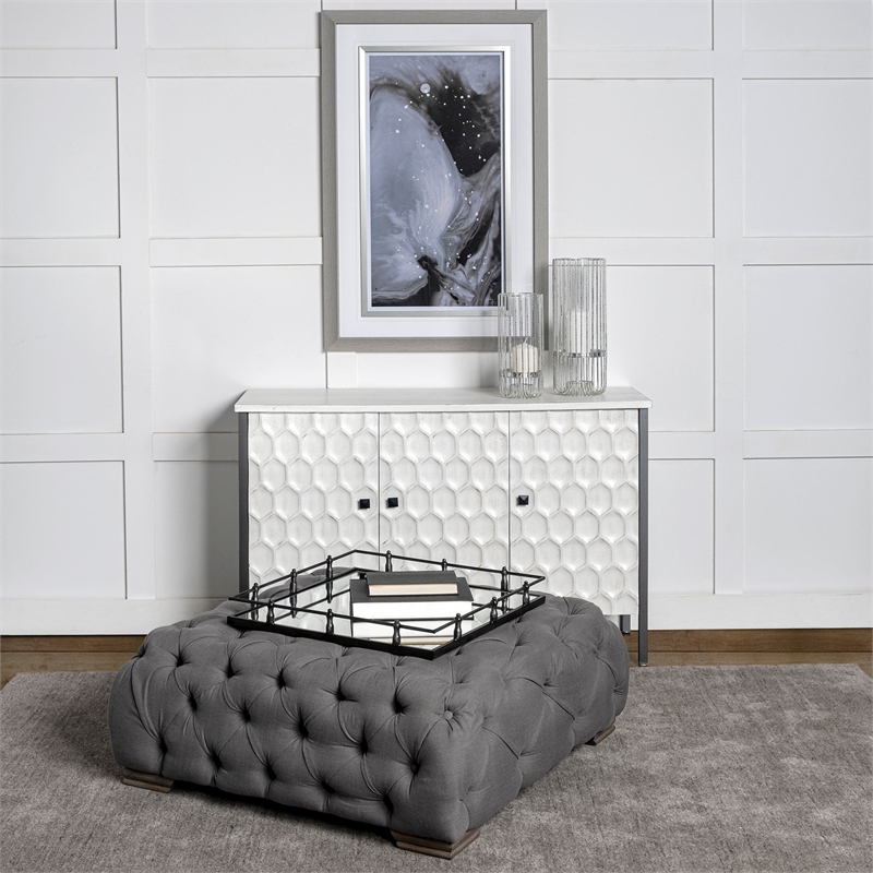 Maklaine Modern / Contemporary Black Metal Mirrored Base Square Tray