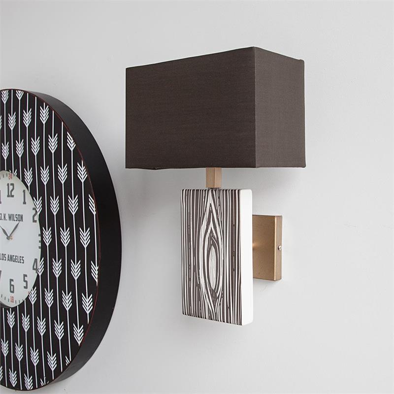 Maklaine Contemporary 11x17 Black/White Pattered Base Ceramic Wall Sconce