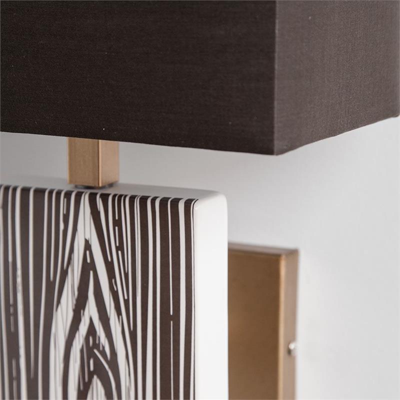 Maklaine Contemporary 11x17 Black/White Pattered Base Ceramic Wall Sconce