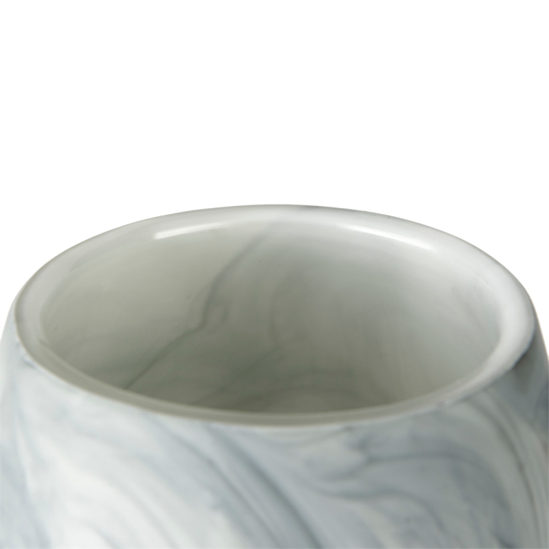 Maklaine Contemporary Tall White/Gray Abstract Pattern Ceramic Vase