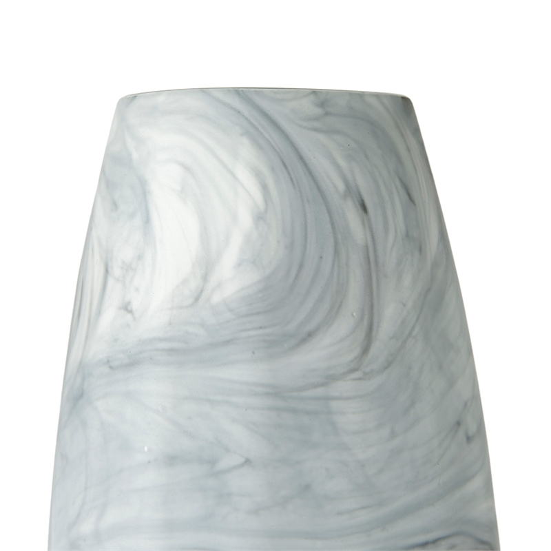 Maklaine Contemporary Tall White/Gray Abstract Pattern Ceramic Vase