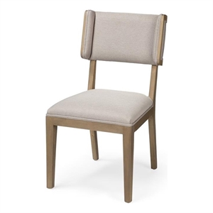 Maklaine Contemporary Gray Fabric Wrap Brown Wooden Base Dining Chair (Set of 2)