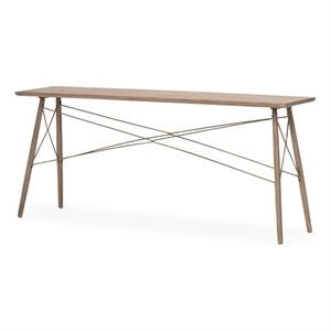 Maklaine Coastal 66x28.8 Medium Brown Wooden Cross-Braced Console Table