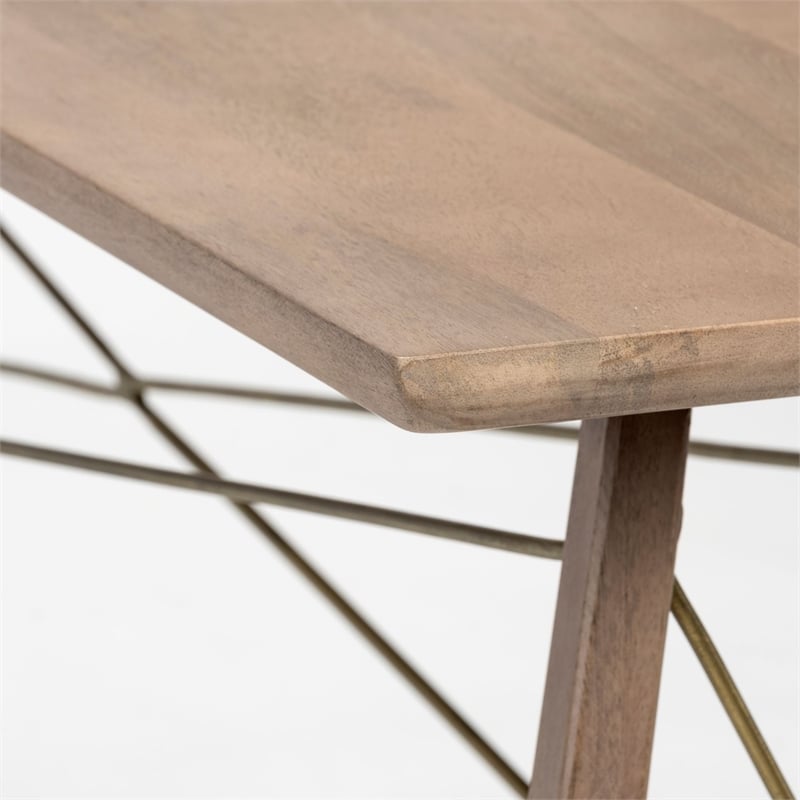 Maklaine Coastal 66x28.8 Medium Brown Wooden Cross-Braced Console Table