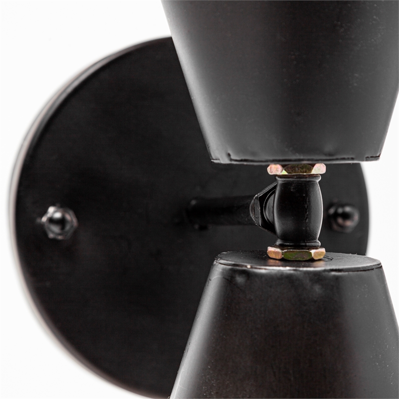 Maklaine 7.3x12.6 Black Metal with Gold Accent Double-Cone Wall Sconce