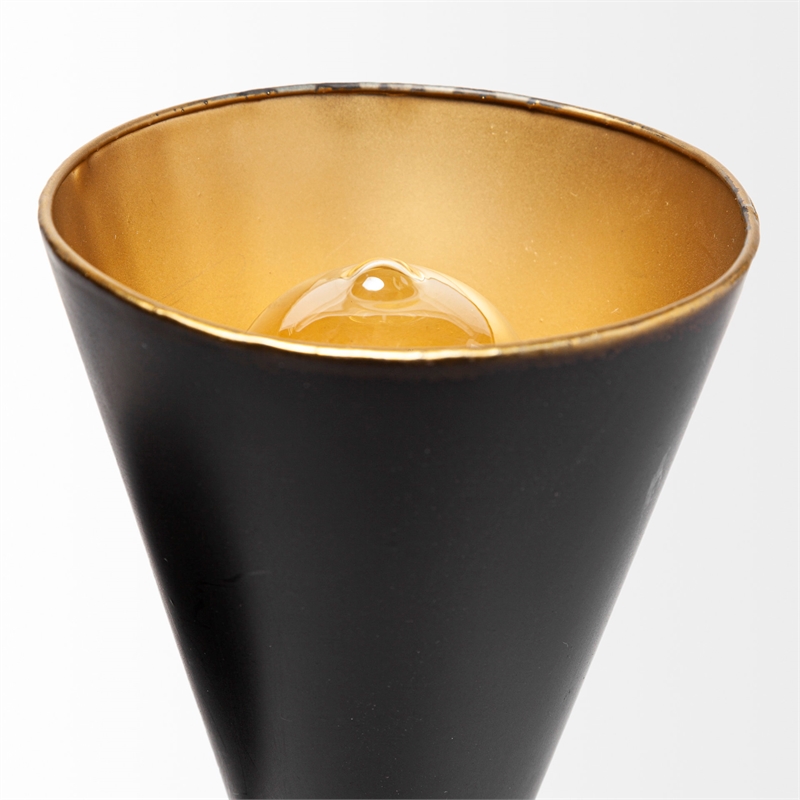 Maklaine 7.3x12.6 Black Metal with Gold Accent Double-Cone Wall Sconce