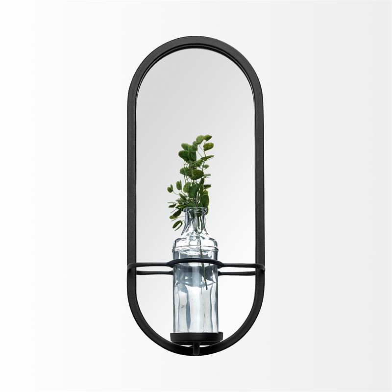 Maklaine Wall Mounted Mirror with Glass Bottle for Botanicals or Floral