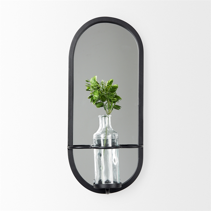 Maklaine Wall Mounted Mirror with Glass Bottle for Botanicals or Floral