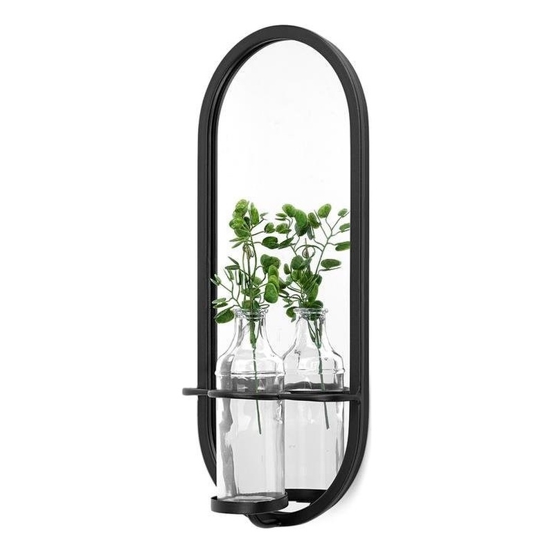 Maklaine Wall Mounted Mirror with Glass Bottle for Botanicals or Floral