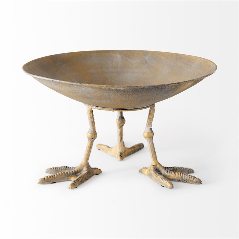 Maklaine Modern / Contemporary Medium Gold Metal Webbed Feet Bowl