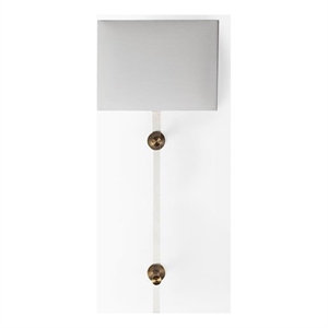 Maklaine Contemporary 12x30 White Shade Clear Plastic and Brass Wall Sconce