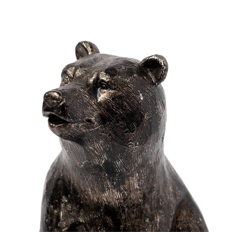 Maklaine Farmhouse Grizzly Bear Chrome Resin Weighted Bookends (set of 2)