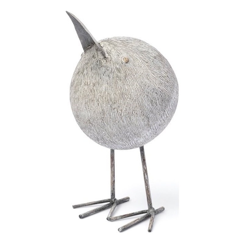 Maklaine Snipe Bird Ornament with metal feet made of Whitewashed Brown Wood