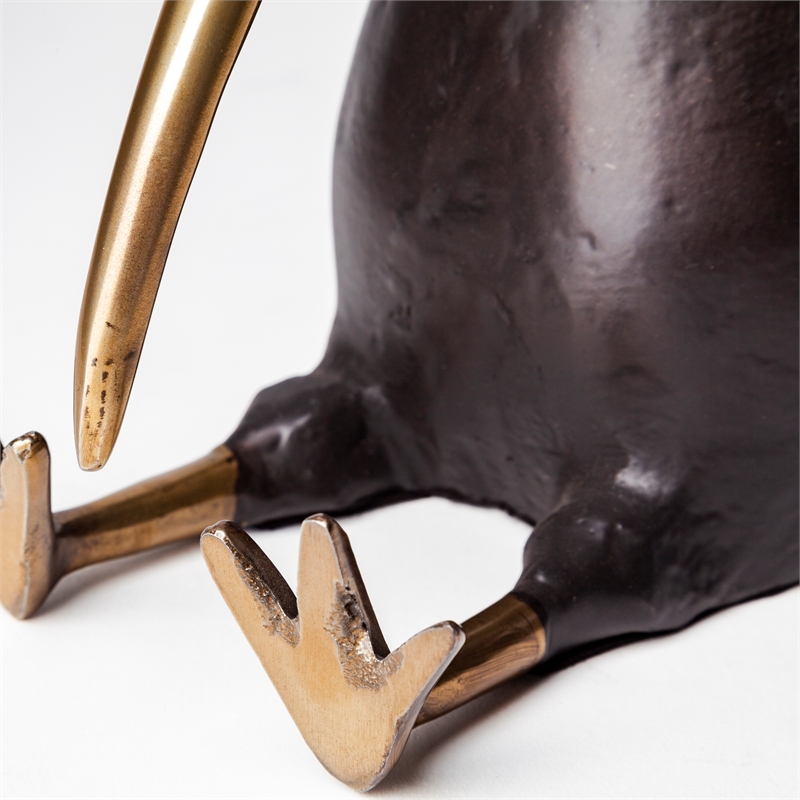 Maklaine Contemporary Dodo Black and Gold Cast Metal Mauritian Bird Sculpture