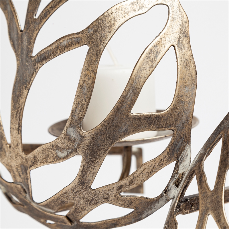 Maklaine Contemporary Set of 4 Gold toned Wall Candle Holders in Metal