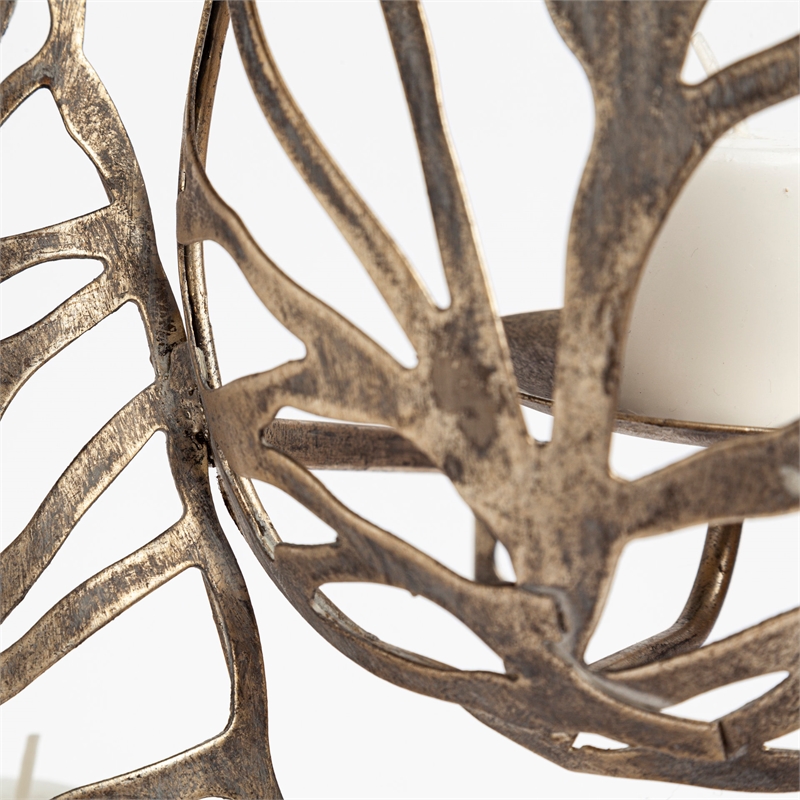 Maklaine Contemporary Set of 4 Gold toned Wall Candle Holders in Metal