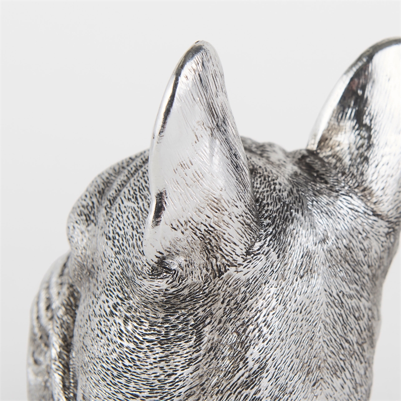 Maklaine Contemporary Resin American Bulldog Bookends in Silver