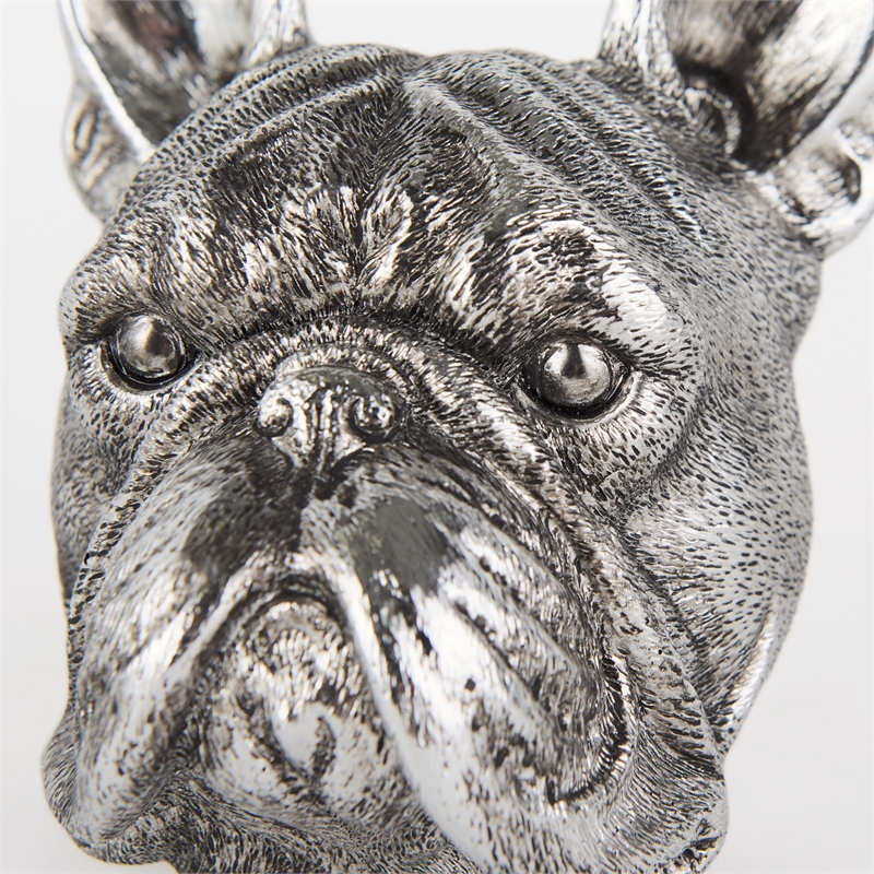 Maklaine Contemporary Resin American Bulldog Bookends in Silver