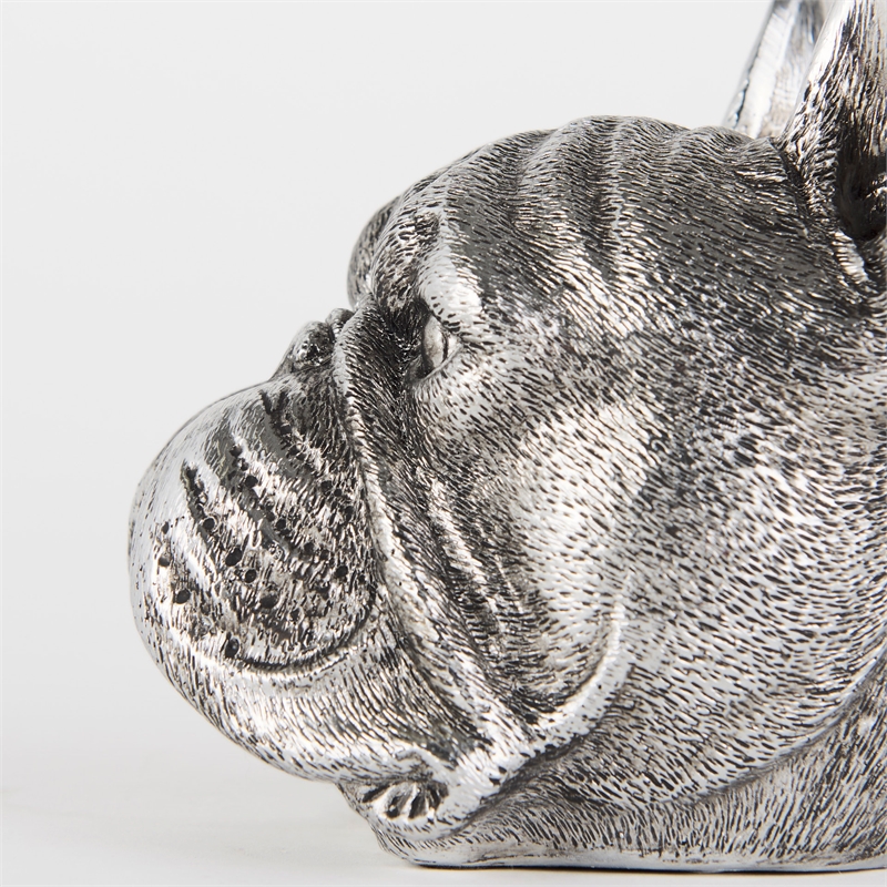Maklaine Contemporary Resin American Bulldog Bookends in Silver