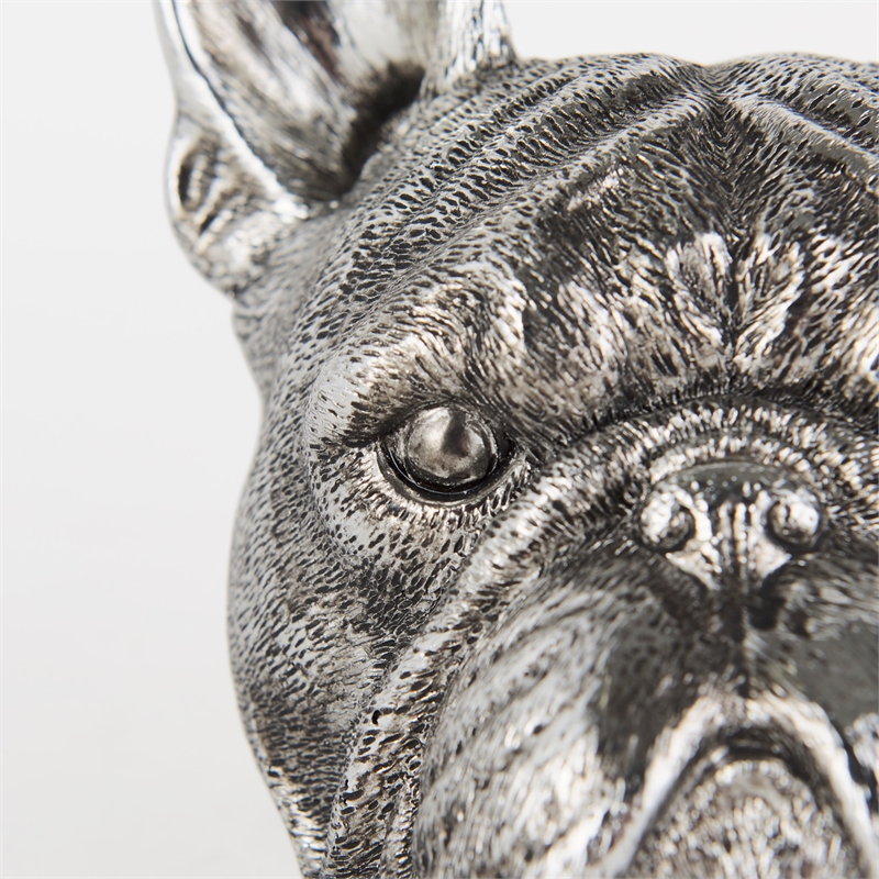Maklaine Contemporary Resin American Bulldog Bookends in Silver
