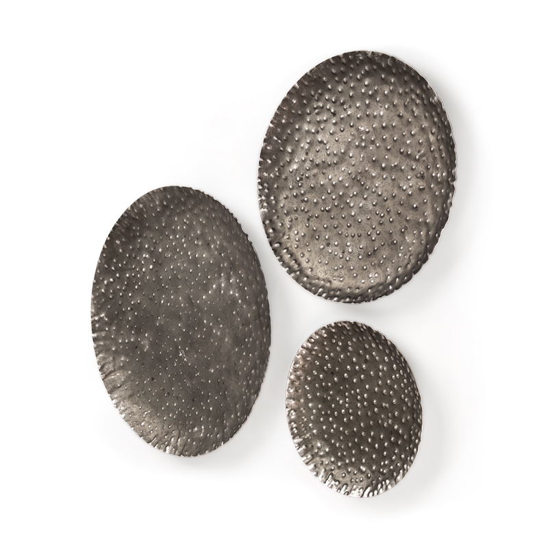 Maklaine Contemporary Set of 3 Decorative Black/Gray Metal Plates