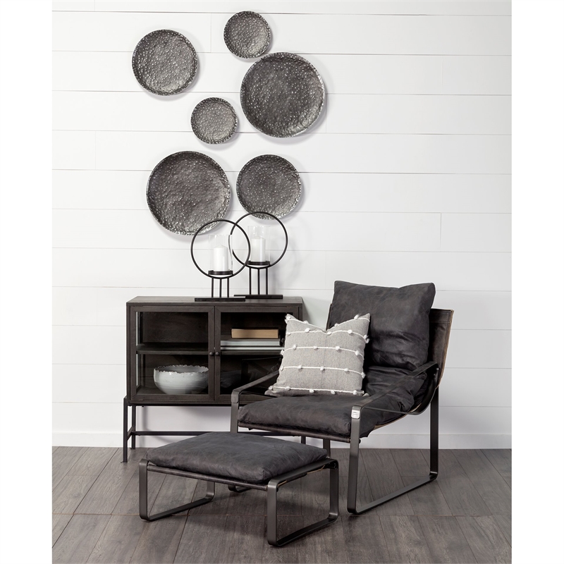 Maklaine Contemporary Set of 3 Decorative Black/Gray Metal Plates