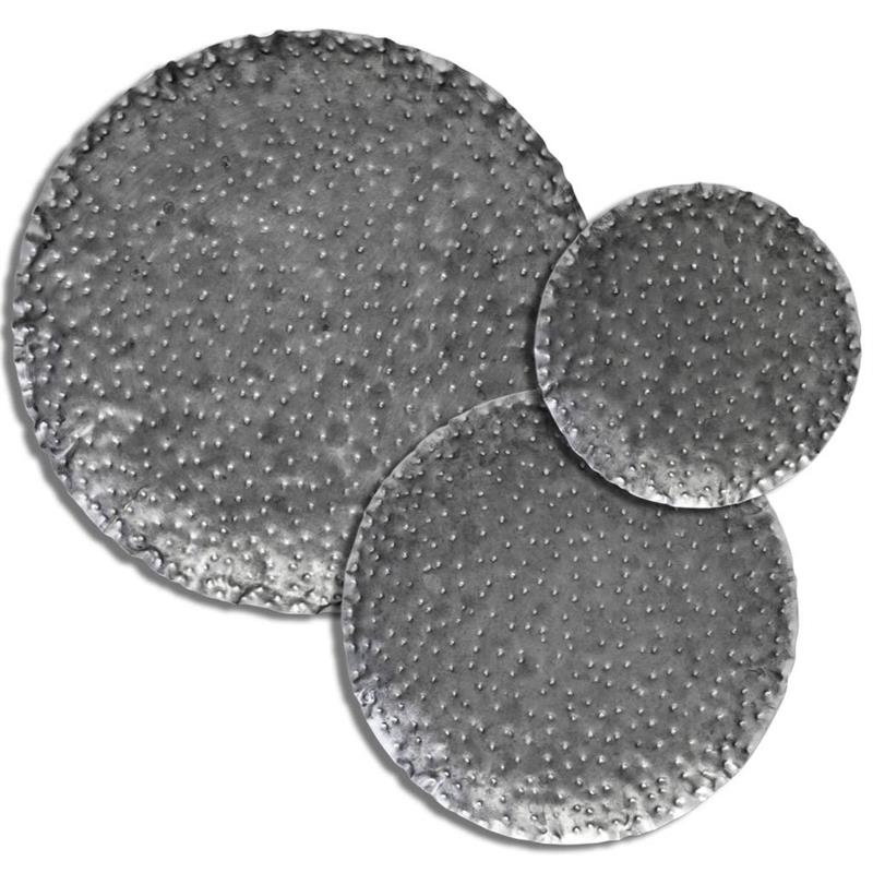 Maklaine Contemporary Set of 3 Decorative Black/Gray Metal Plates