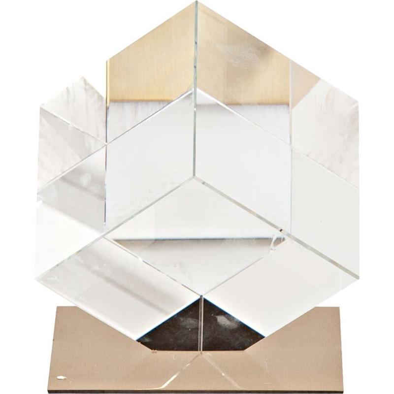 Maklaine Modern / Contemporary Clear Solid Optical Glass Sculpture