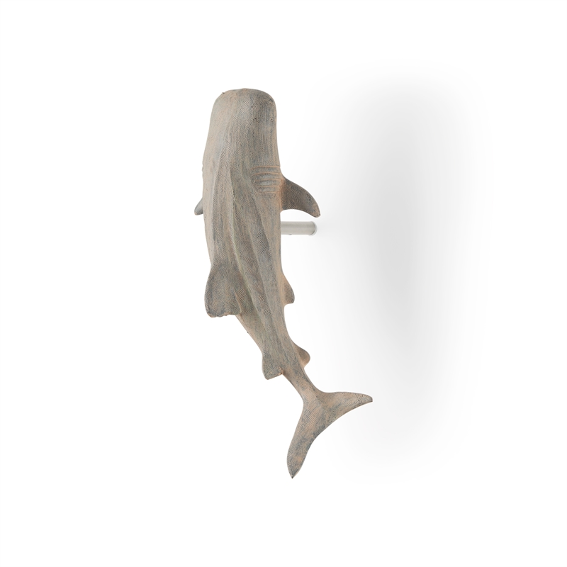 Maklaine Coastal Small Gray Finish Resin Whale Shark sculpture