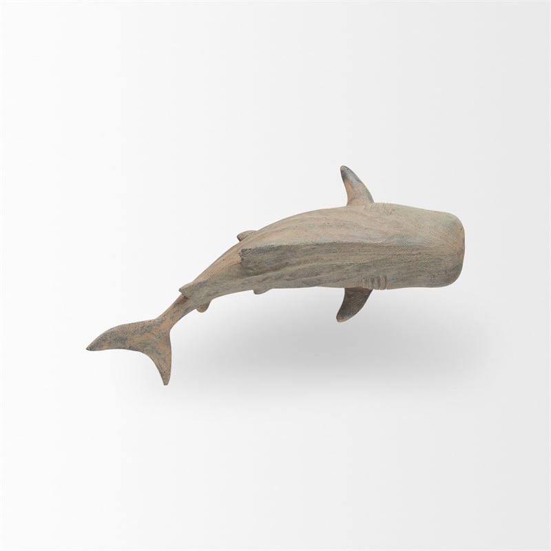 Maklaine Coastal Small Gray Finish Resin Whale Shark sculpture