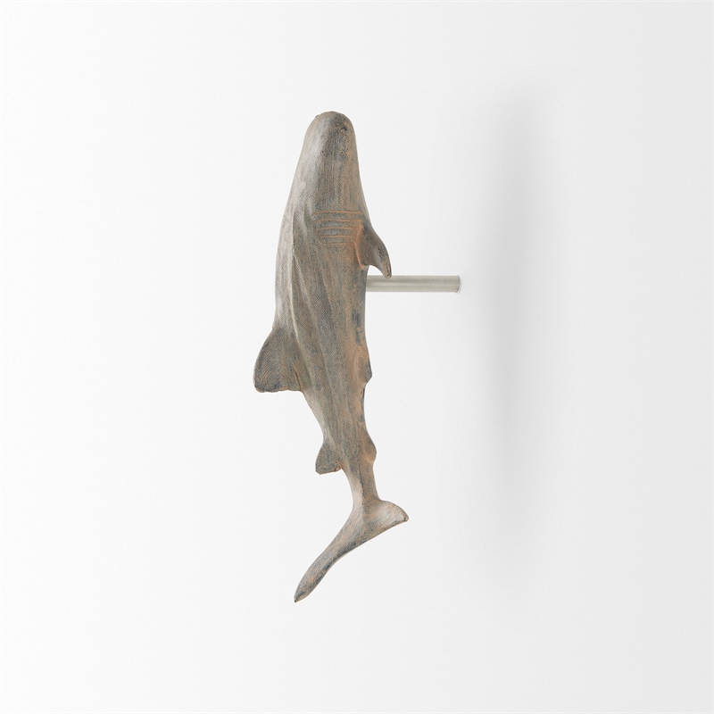 Maklaine Coastal Small Gray Finish Resin Whale Shark sculpture